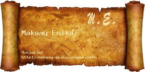 Maksay Enikő névjegykártya